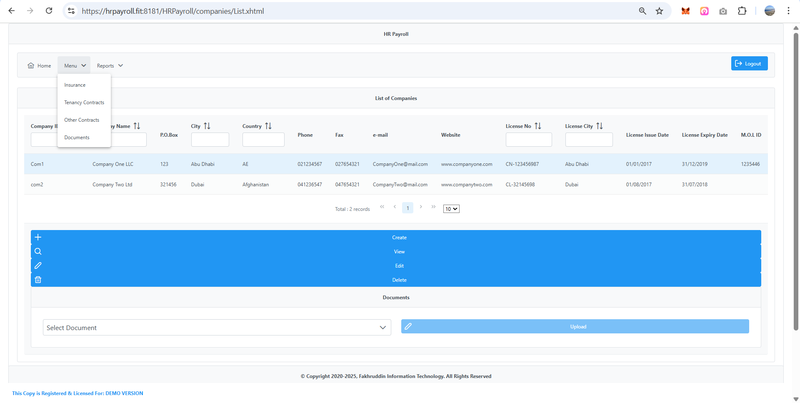 HR Payroll : Companies