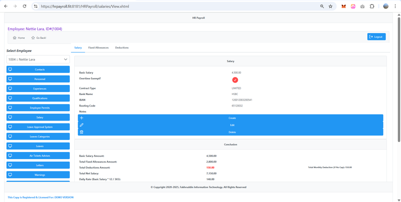 HR Payroll : Employees Part 2