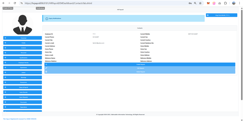 Employee Self Service - Contact Details