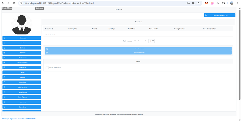 Employee Self Service - Possessions
